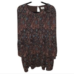 Wilfred Floral Long Sleeve Dress - Brown and Blue